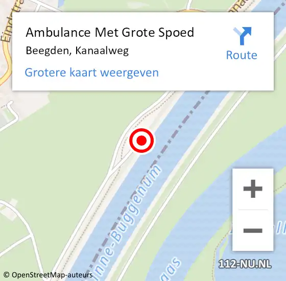 Locatie op kaart van de 112 melding: Ambulance Met Grote Spoed Naar Beegden, Kanaalweg op 16 augustus 2022 08:38