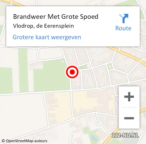 Locatie op kaart van de 112 melding: Brandweer Met Grote Spoed Naar Vlodrop, de Eerensplein op 16 augustus 2022 08:39