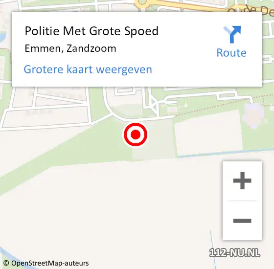 Locatie op kaart van de 112 melding: Politie Met Grote Spoed Naar Emmen, Zandzoom op 16 augustus 2022 08:40