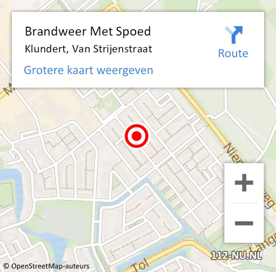 Locatie op kaart van de 112 melding: Brandweer Met Spoed Naar Klundert, Van Strijenstraat op 16 augustus 2022 08:40