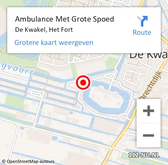 Locatie op kaart van de 112 melding: Ambulance Met Grote Spoed Naar De Kwakel, Het Fort op 16 augustus 2022 08:49