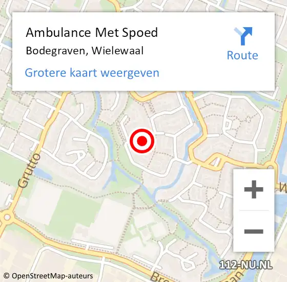 Locatie op kaart van de 112 melding: Ambulance Met Spoed Naar Bodegraven, Wielewaal op 16 augustus 2022 09:10