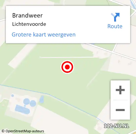 Locatie op kaart van de 112 melding: Brandweer Lichtenvoorde op 16 augustus 2022 09:21