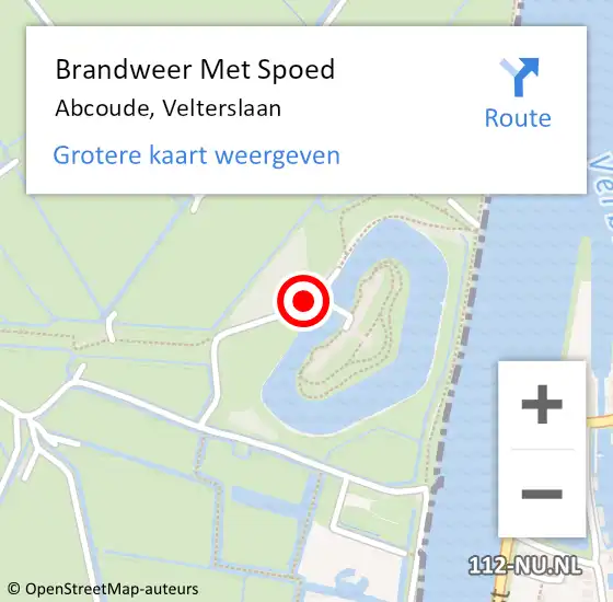 Locatie op kaart van de 112 melding: Brandweer Met Spoed Naar Abcoude, Velterslaan op 16 augustus 2022 09:47