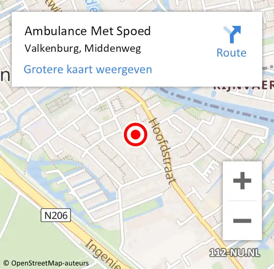 Locatie op kaart van de 112 melding: Ambulance Met Spoed Naar Valkenburg, Middenweg op 16 augustus 2022 09:52