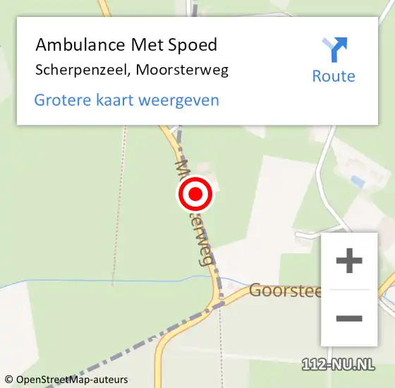 Locatie op kaart van de 112 melding: Ambulance Met Spoed Naar Scherpenzeel, Moorsterweg op 16 augustus 2022 10:11