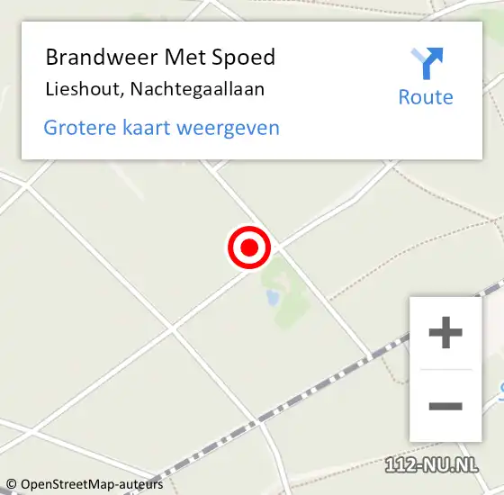 Locatie op kaart van de 112 melding: Brandweer Met Spoed Naar Lieshout, Nachtegaallaan op 16 augustus 2022 10:12