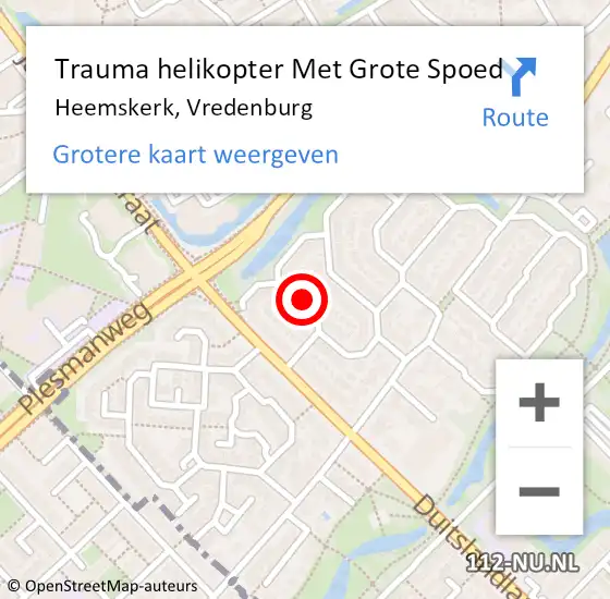 Locatie op kaart van de 112 melding: Trauma helikopter Met Grote Spoed Naar Heemskerk, Vredenburg op 16 augustus 2022 10:17