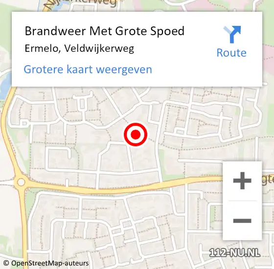 Locatie op kaart van de 112 melding: Brandweer Met Grote Spoed Naar Ermelo, Veldwijkerweg op 16 augustus 2022 11:07