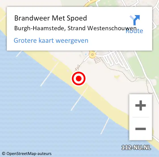 Locatie op kaart van de 112 melding: Brandweer Met Spoed Naar Burgh-Haamstede, Strand Westenschouwen op 16 augustus 2022 11:12