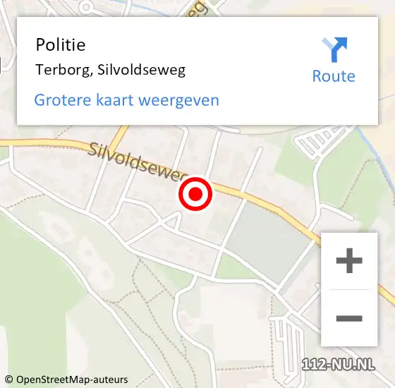 Locatie op kaart van de 112 melding: Politie Terborg, Silvoldseweg op 16 augustus 2022 11:31