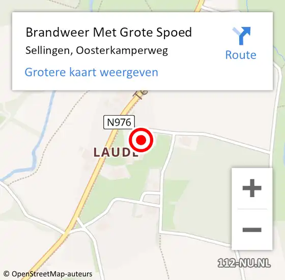 Locatie op kaart van de 112 melding: Brandweer Met Grote Spoed Naar Sellingen, Oosterkamperweg op 16 augustus 2022 11:31