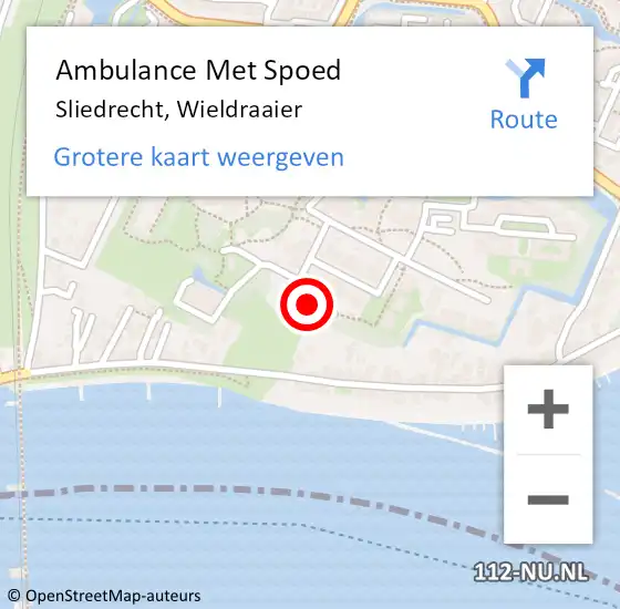 Locatie op kaart van de 112 melding: Ambulance Met Spoed Naar Sliedrecht, Wieldraaier op 16 augustus 2022 11:36