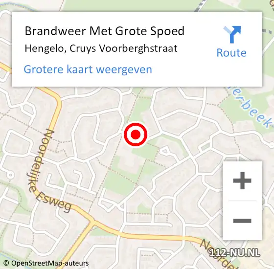 Locatie op kaart van de 112 melding: Brandweer Met Grote Spoed Naar Hengelo, Cruys Voorberghstraat op 16 augustus 2022 11:49