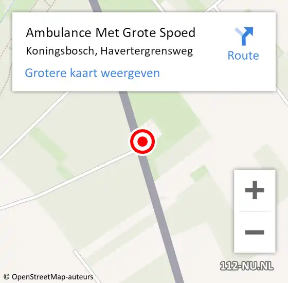 Locatie op kaart van de 112 melding: Ambulance Met Grote Spoed Naar Koningsbosch, Havertergrensweg op 26 juli 2014 15:09