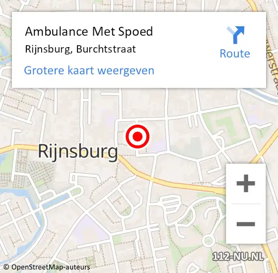 Locatie op kaart van de 112 melding: Ambulance Met Spoed Naar Rijnsburg, Burchtstraat op 16 augustus 2022 11:58