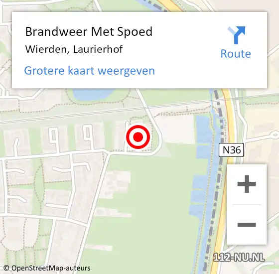 Locatie op kaart van de 112 melding: Brandweer Met Spoed Naar Wierden, Laurierhof op 16 augustus 2022 12:21