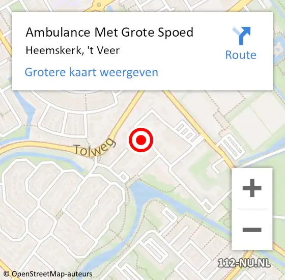 Locatie op kaart van de 112 melding: Ambulance Met Grote Spoed Naar Heemskerk, 't Veer op 16 augustus 2022 12:34