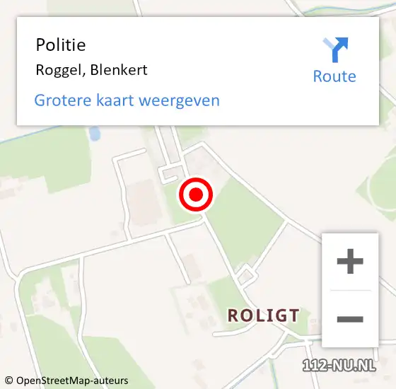 Locatie op kaart van de 112 melding: Politie Roggel, Blenkert op 16 augustus 2022 12:41