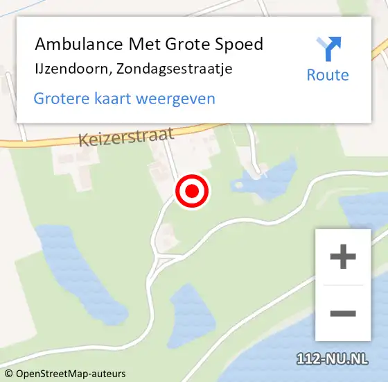 Locatie op kaart van de 112 melding: Ambulance Met Grote Spoed Naar IJzendoorn, Zondagsestraatje op 16 augustus 2022 12:46