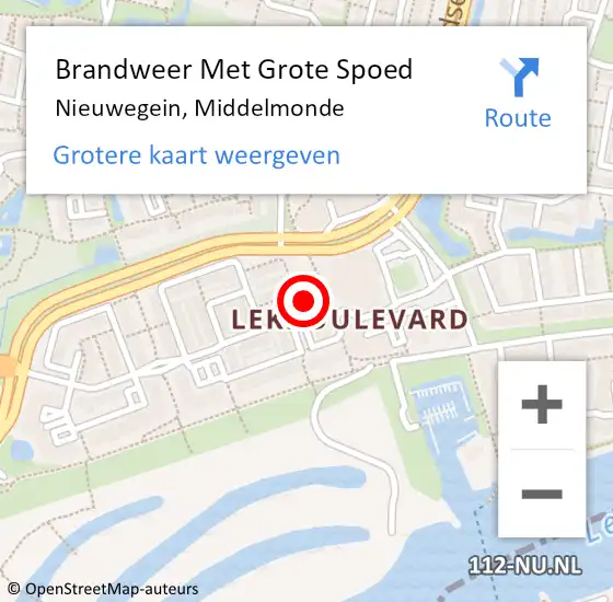 Locatie op kaart van de 112 melding: Brandweer Met Grote Spoed Naar Nieuwegein, Middelmonde op 16 augustus 2022 13:18