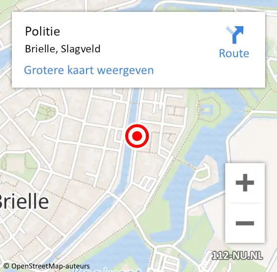 Locatie op kaart van de 112 melding: Politie Brielle, Slagveld op 16 augustus 2022 13:21