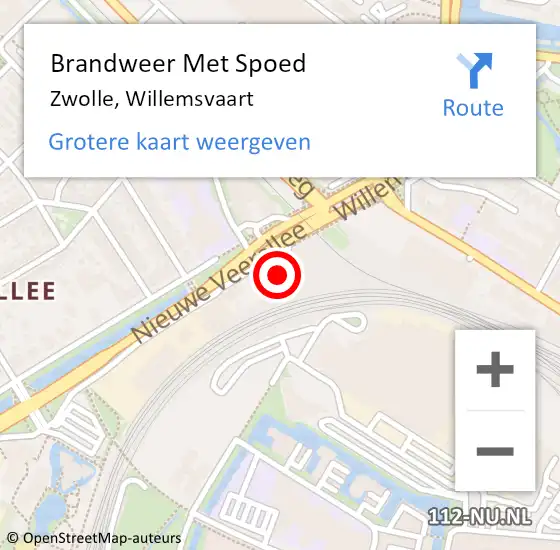 Locatie op kaart van de 112 melding: Brandweer Met Spoed Naar Zwolle, Willemsvaart op 16 augustus 2022 13:22