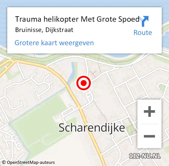 Locatie op kaart van de 112 melding: Trauma helikopter Met Grote Spoed Naar Bruinisse, Dijkstraat op 16 augustus 2022 13:38