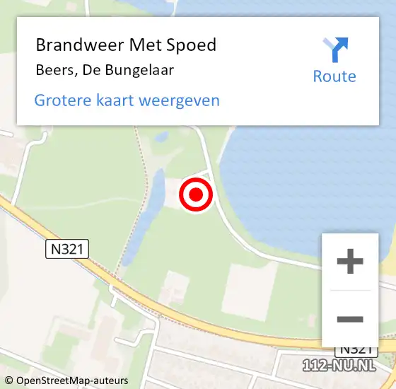 Locatie op kaart van de 112 melding: Brandweer Met Spoed Naar Beers, De Bungelaar op 16 augustus 2022 13:52