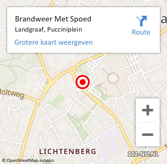 Locatie op kaart van de 112 melding: Brandweer Met Spoed Naar Landgraaf, Pucciniplein op 16 augustus 2022 13:59