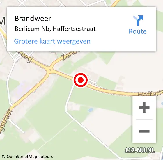 Locatie op kaart van de 112 melding: Brandweer Berlicum Nb, Haffertsestraat op 26 juli 2014 15:23