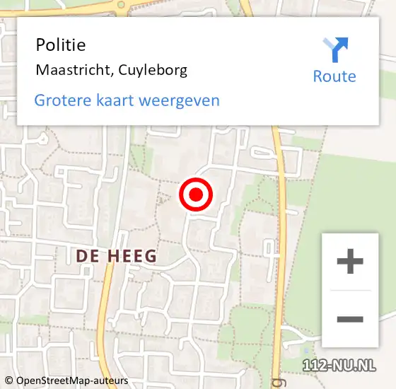 Locatie op kaart van de 112 melding: Politie Maastricht, Cuyleborg op 16 augustus 2022 14:17