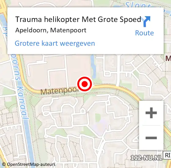 Locatie op kaart van de 112 melding: Trauma helikopter Met Grote Spoed Naar Apeldoorn, Matenpoort op 16 augustus 2022 14:18