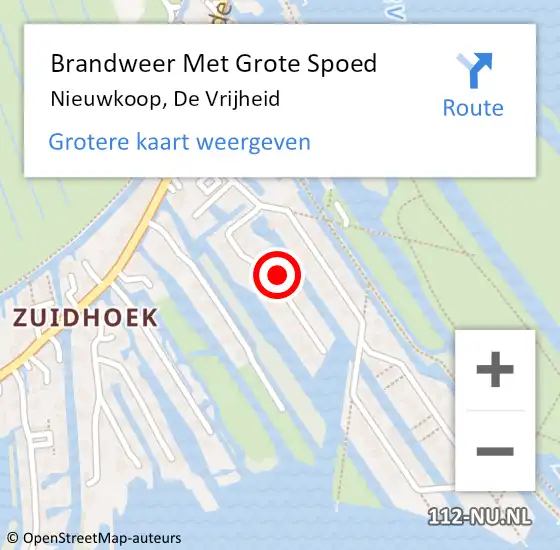 Locatie op kaart van de 112 melding: Brandweer Met Grote Spoed Naar Nieuwkoop, De Vrijheid op 16 augustus 2022 15:03