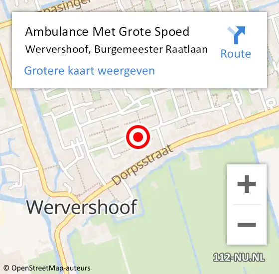 Locatie op kaart van de 112 melding: Ambulance Met Grote Spoed Naar Wervershoof, Burgemeester Raatlaan op 16 augustus 2022 15:07
