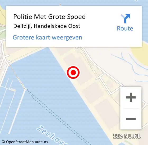 Locatie op kaart van de 112 melding: Politie Met Grote Spoed Naar Delfzijl, Handelskade Oost op 16 augustus 2022 15:08