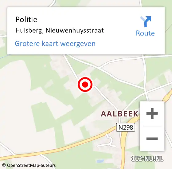 Locatie op kaart van de 112 melding: Politie Hulsberg, Nieuwenhuysstraat op 16 augustus 2022 15:09