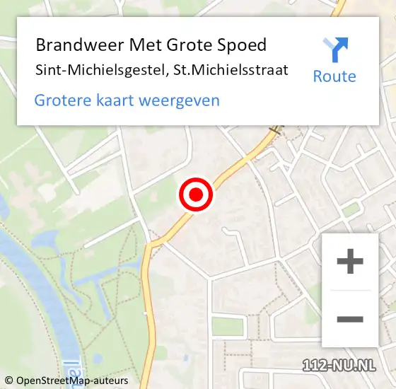 Locatie op kaart van de 112 melding: Brandweer Met Grote Spoed Naar Sint-Michielsgestel, St.Michielsstraat op 16 augustus 2022 15:32