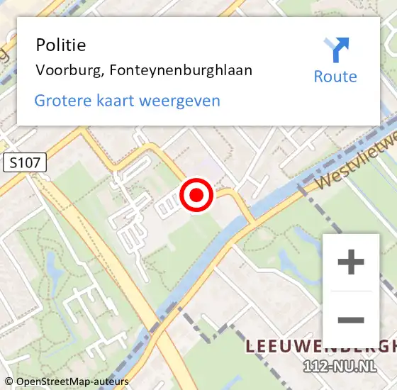 Locatie op kaart van de 112 melding: Politie Voorburg, Fonteynenburghlaan op 9 oktober 2013 15:53