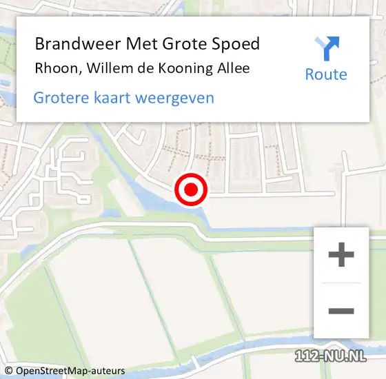 Locatie op kaart van de 112 melding: Brandweer Met Grote Spoed Naar Rhoon, Willem de Kooning Allee op 16 augustus 2022 15:53