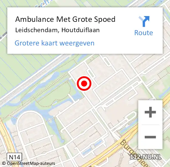 Locatie op kaart van de 112 melding: Ambulance Met Grote Spoed Naar Leidschendam, Houtduiflaan op 16 augustus 2022 15:59