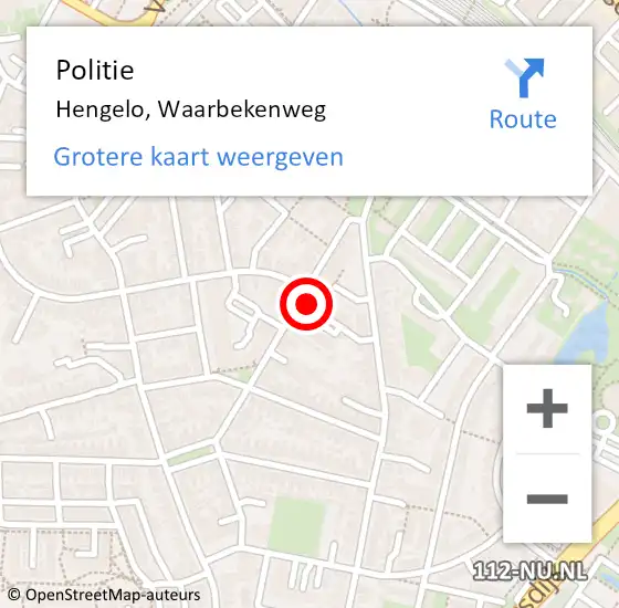 Locatie op kaart van de 112 melding: Politie Hengelo, Waarbekenweg op 16 augustus 2022 16:28