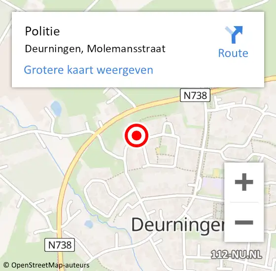 Locatie op kaart van de 112 melding: Politie Deurningen, Molemansstraat op 16 augustus 2022 16:31