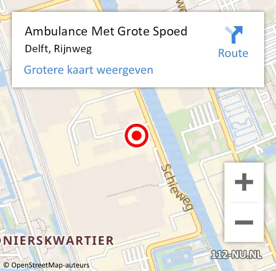 Locatie op kaart van de 112 melding: Ambulance Met Grote Spoed Naar Delft, Rijnweg op 16 augustus 2022 16:32