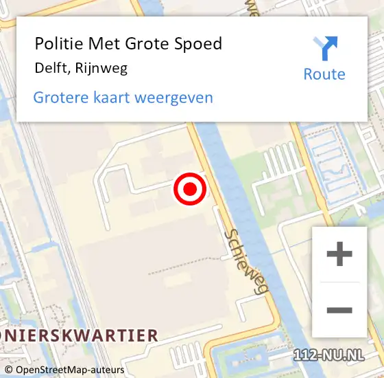 Locatie op kaart van de 112 melding: Politie Met Grote Spoed Naar Delft, Rijnweg op 16 augustus 2022 16:32