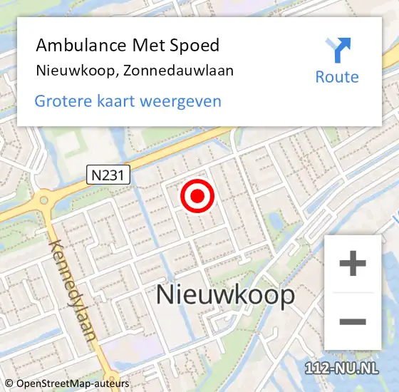 Locatie op kaart van de 112 melding: Ambulance Met Spoed Naar Nieuwkoop, Zonnedauwlaan op 16 augustus 2022 16:37