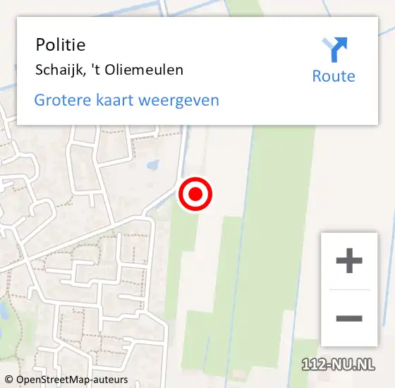 Locatie op kaart van de 112 melding: Politie Schaijk, 't Oliemeulen op 16 augustus 2022 16:37