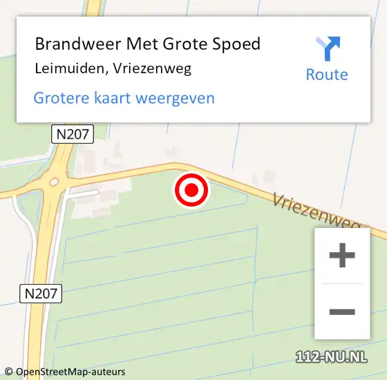 Locatie op kaart van de 112 melding: Brandweer Met Grote Spoed Naar Leimuiden, Vriezenweg op 16 augustus 2022 16:42