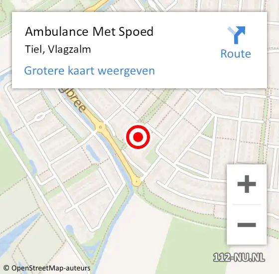 Locatie op kaart van de 112 melding: Ambulance Met Spoed Naar Tiel, Vlagzalm op 16 augustus 2022 16:43