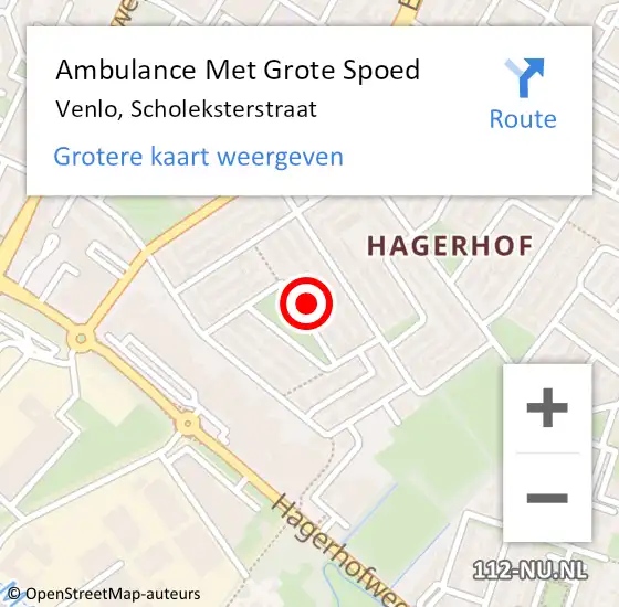 Locatie op kaart van de 112 melding: Ambulance Met Grote Spoed Naar Venlo, Scholeksterstraat op 26 juli 2014 15:50